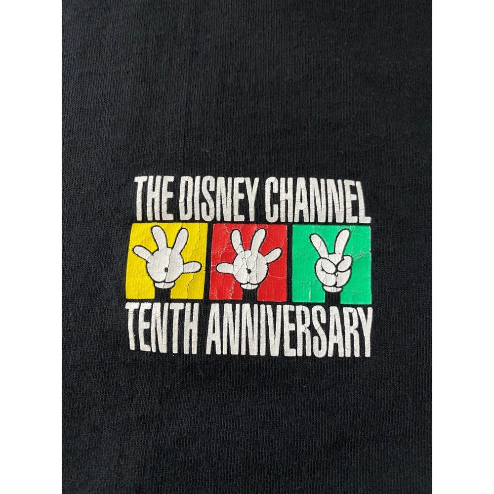 Vintage Disney Channel 10th Anniversary Mock Neck Shirt Black Mens XL - Picture 2 of 7
